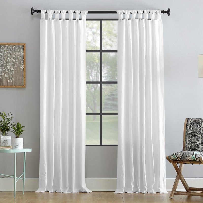Archaeo - 54870 Washed 100% Cotton Twist Tab Curtain, 52" x 63" Panel, White - Image 1
